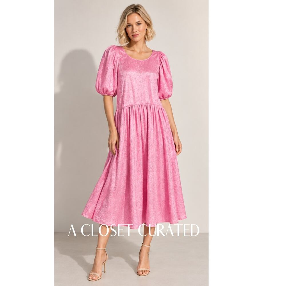 Stine Goya Amelia Sequin Midi Dress Medium Pink NEW